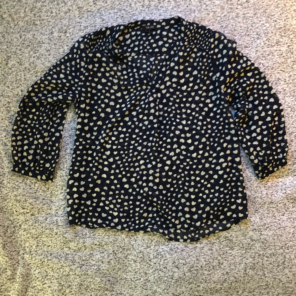 Heart print sheer blouse